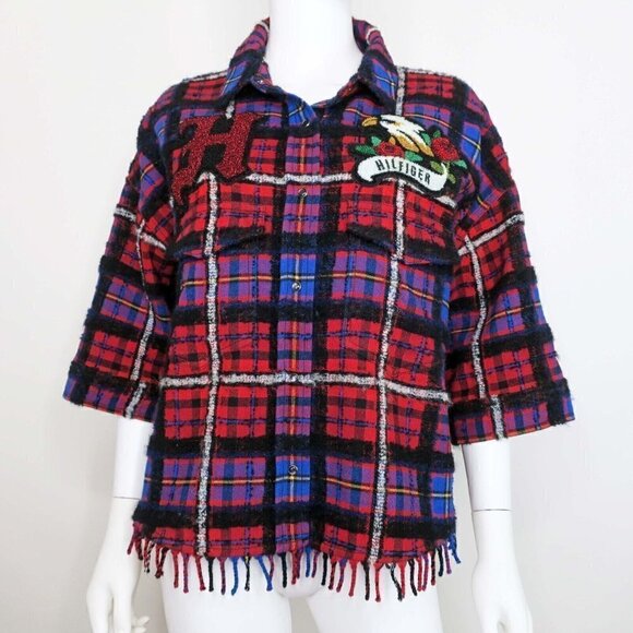 Tommy Hilfiger Collection Tartan Fringe Shirt 2017 Fall Runway $495 Women's 10 - Picture 2 of 9